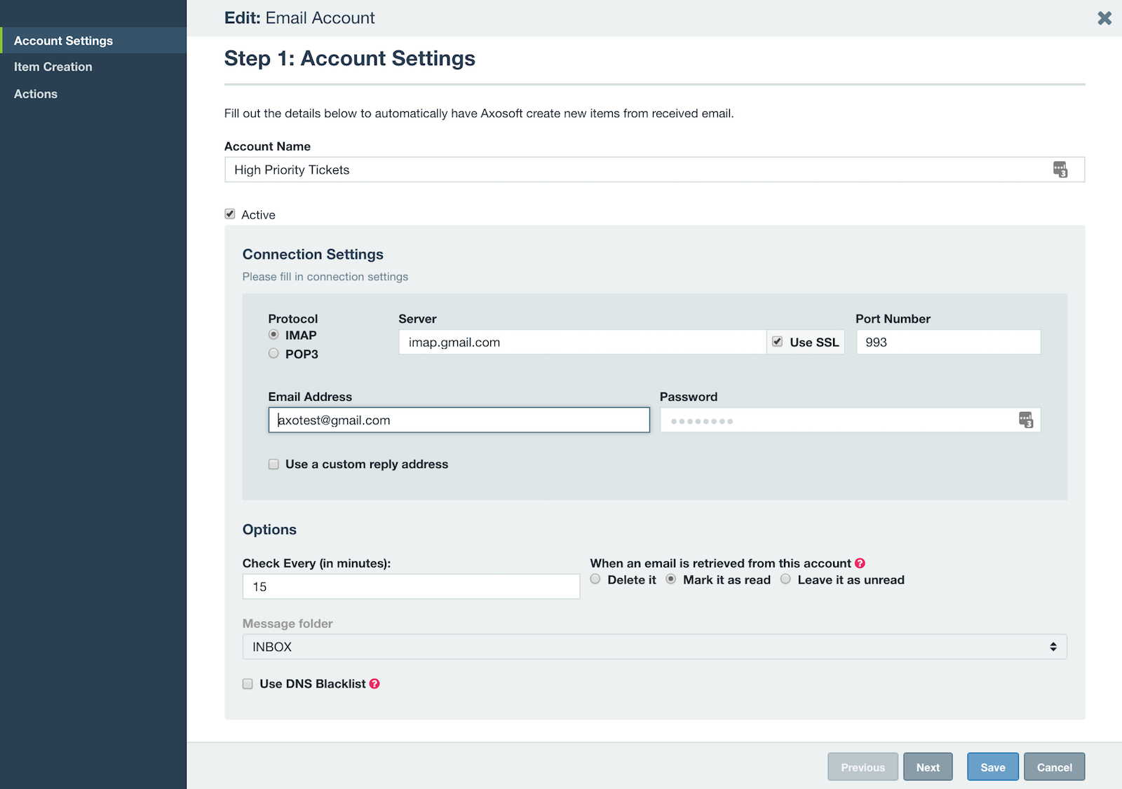 Configuring Email Accounts | Axosoft Documentation