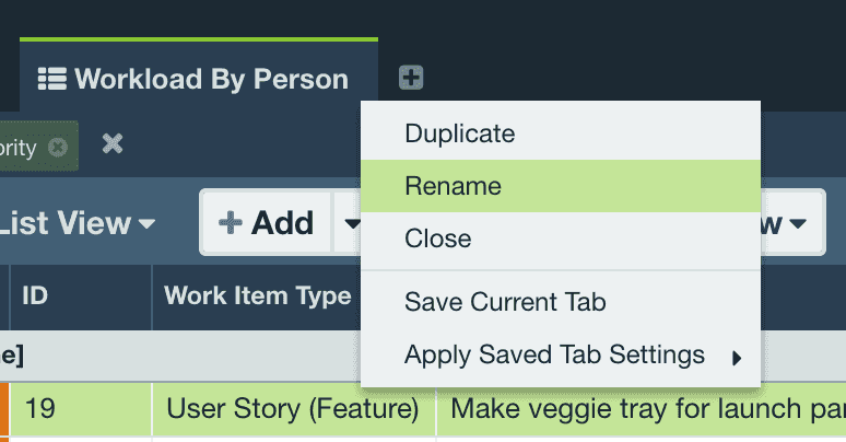 Tabs | Axosoft Documentation
