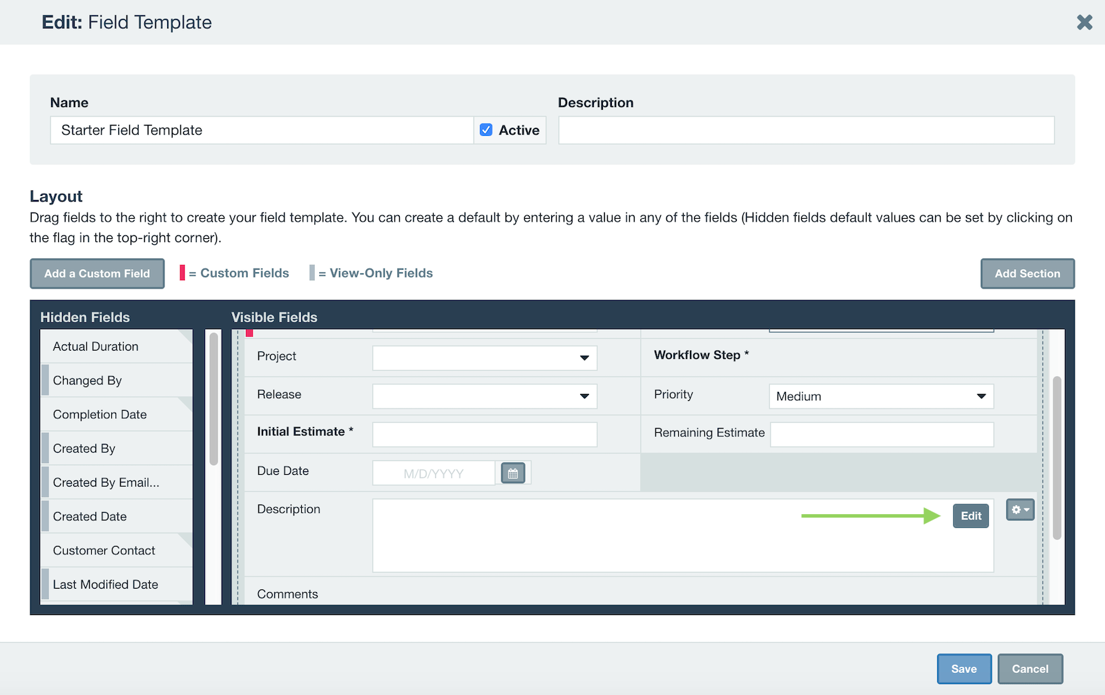 Editing Field Templates | Axosoft Documentation