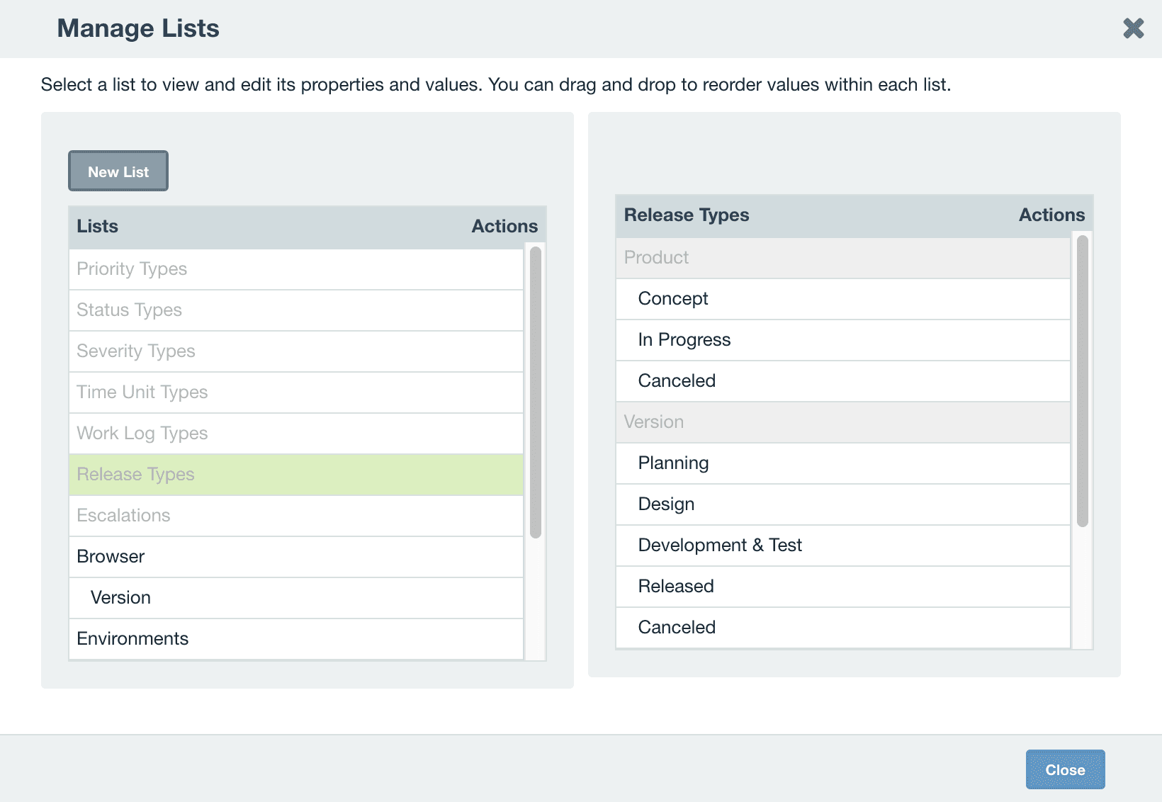 Lists | Axosoft Documentation