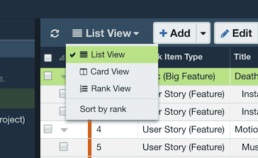 List View and Card View | Axosoft Documentation