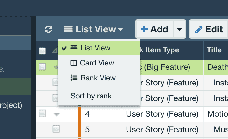 List View and Card View | Axosoft Documentation