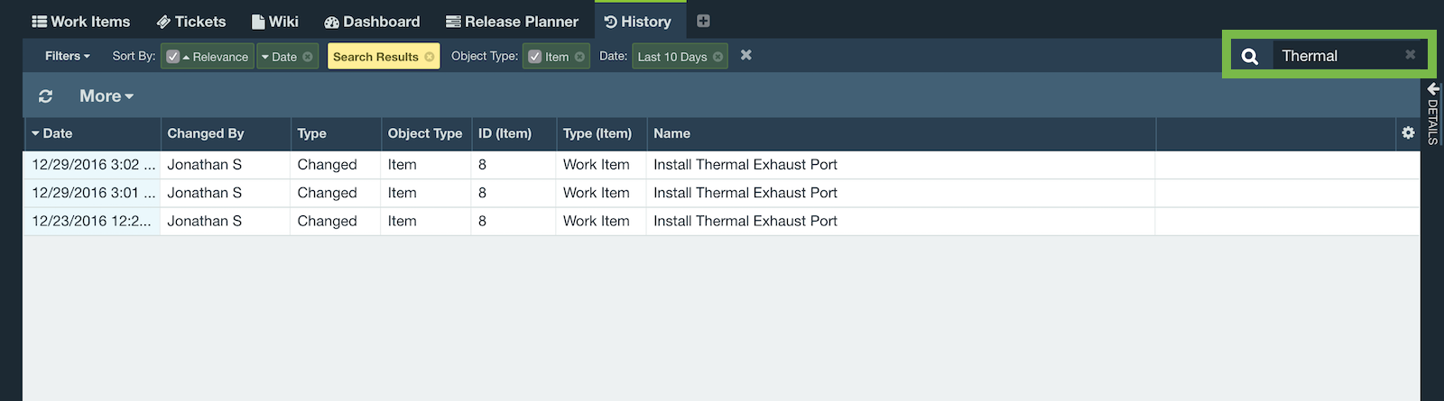 History | Axosoft Documentation
